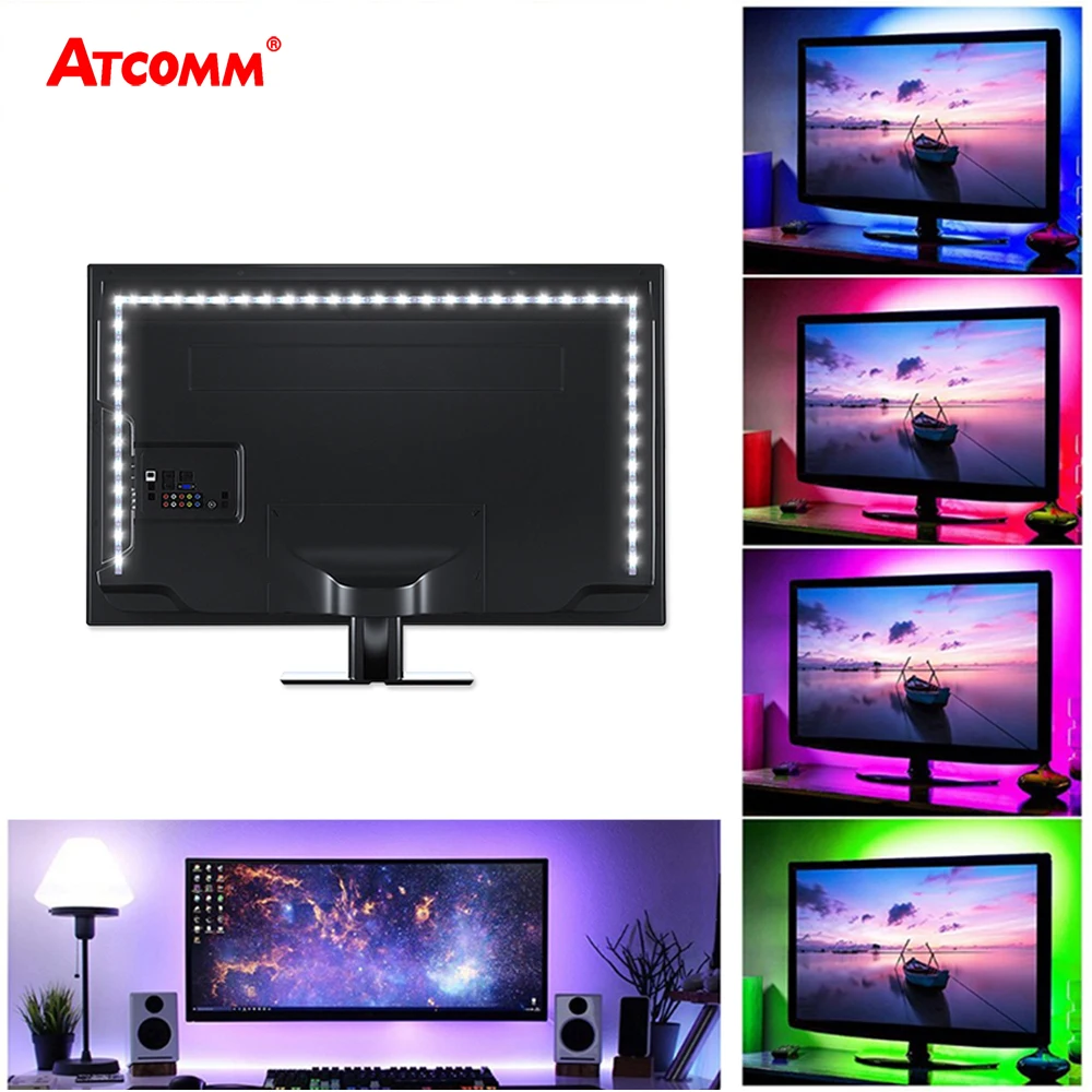

Светодиодная ленсветильник 5050 USB RGB с музыкальным датчиком, контроллер 5 В, 1-5 м, светодиодная Диодная лента, HDTV, подсветильник ка заземления s-...
