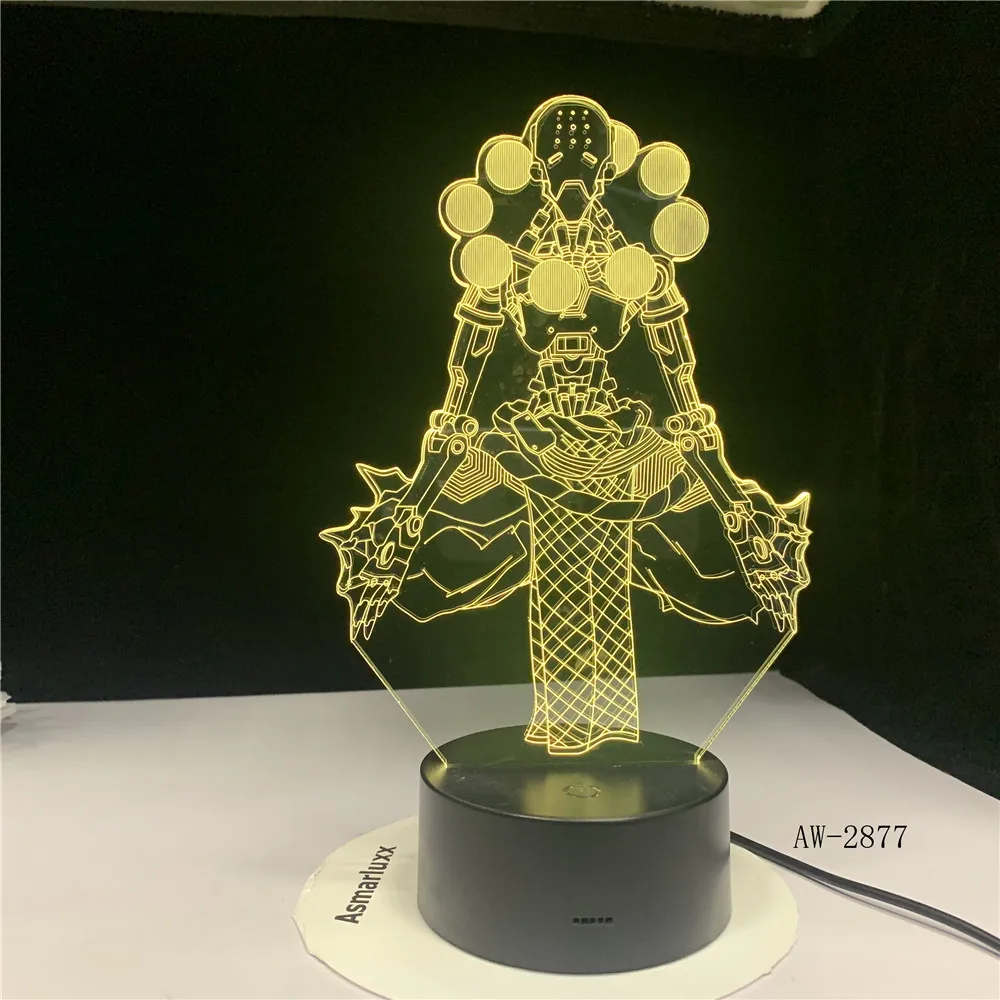 3D Warriorss Настольная лампа для детской игровой сна градиент светильник