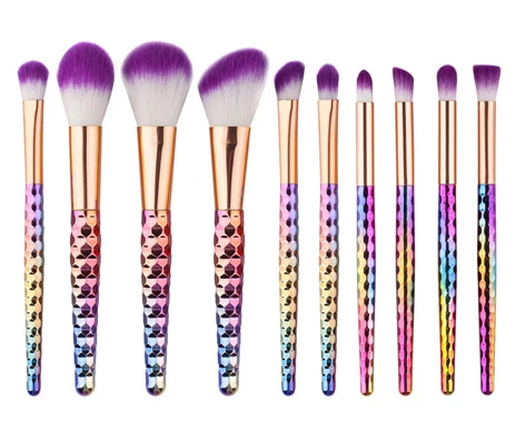 10pcs Pro honeycomd разноцветная ручка набор кистей для макияжа 12/15 шт. Алмазная пудра для макияжа, Красота кистей для макияжа Наборы - Handle Color: 10pcs