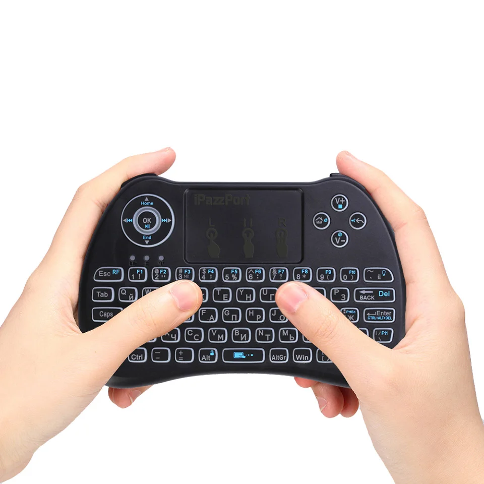 IPazzPort 21Q RGB подсветкой Русский мини клавиатура 2 4 ГГц Беспроводной Air Мышь с