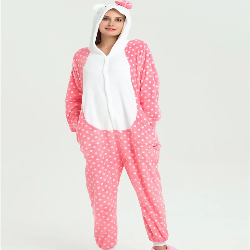 Dot Cat Взрослые животных, пижамы, одежда для сна, Косплэй молния Для женщин Для мужчин зимней одежды в стиле унисекс Единорог Ститч в виде единорога из мультфильма STAR пижамы кигуруми - Цвет: Dot Cat