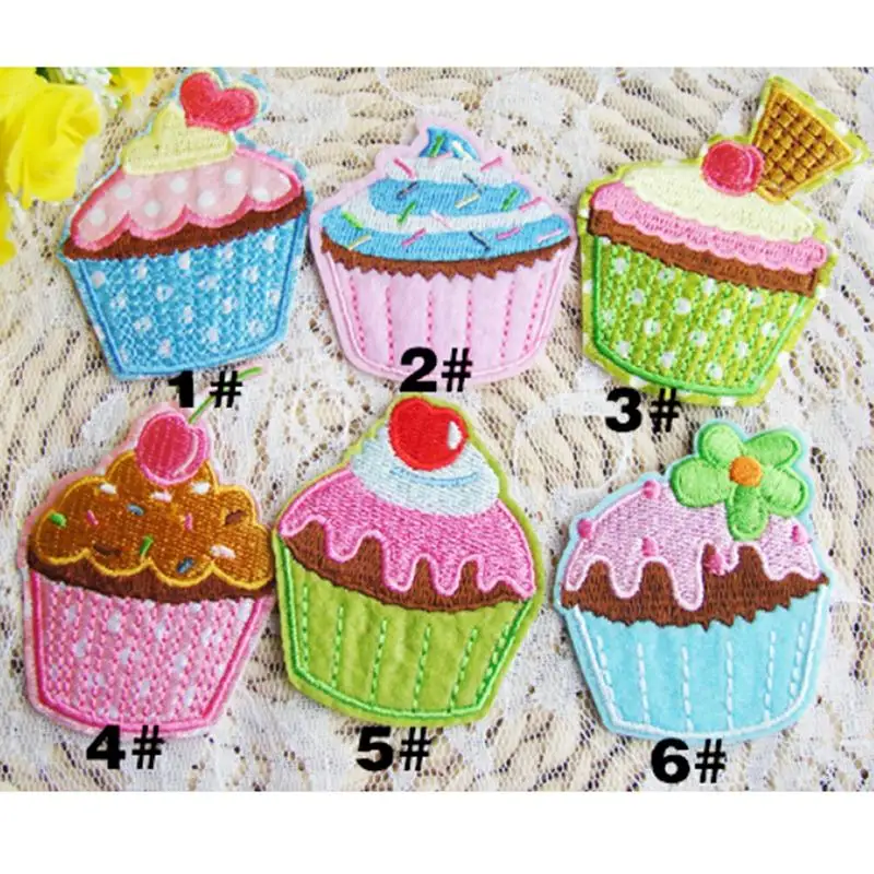 Cartoon ice cream Lin cake center made cloth 100%(6pcs)Made of Cloth iron on patches ironing felt applique clothes embroidery | Дом и сад