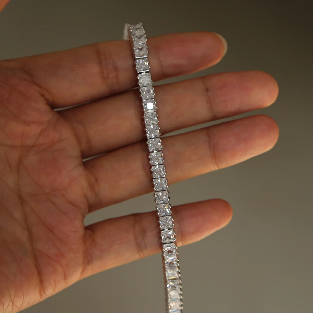luxury AAA Sparking cubic zirconia women men wedding engagement gift bing tennis cz bracelet jewelry high quality 19cm | Украшения и