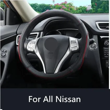 Натуральная кожа Чехлы для руля управления для Nissan X-Trail tiidan Qashqai Slyphy 16 17 18 ab121 - Название цвета: Black