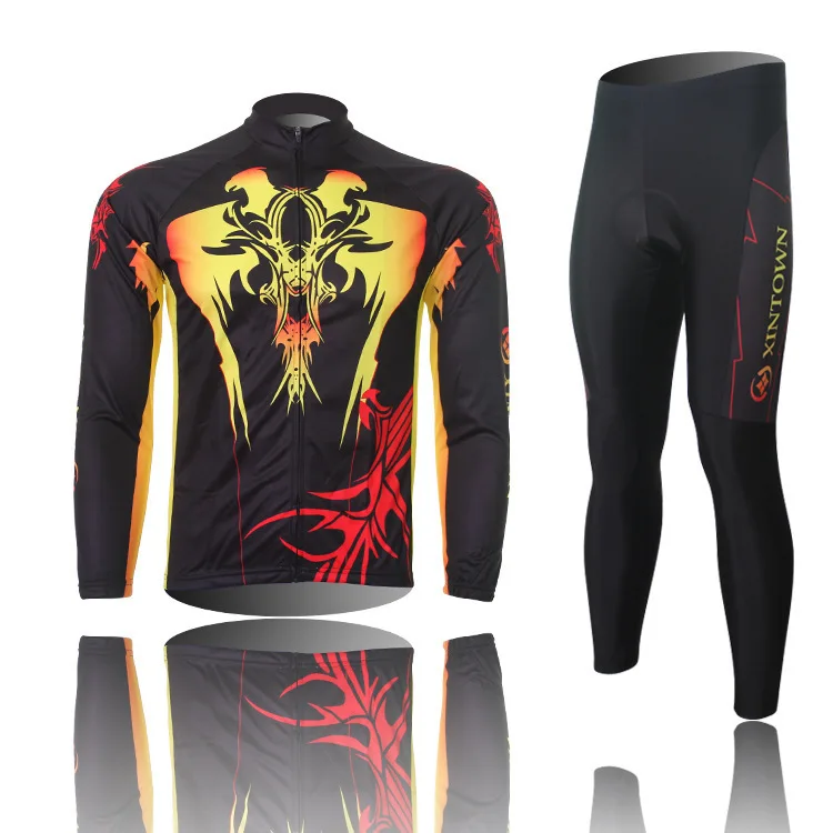 XINTOWN Mens Cycling Jerseys and Pants Bicycle Set Long Sleeve Tops Sport cycling clothing Free shipping Breathable | Спорт и
