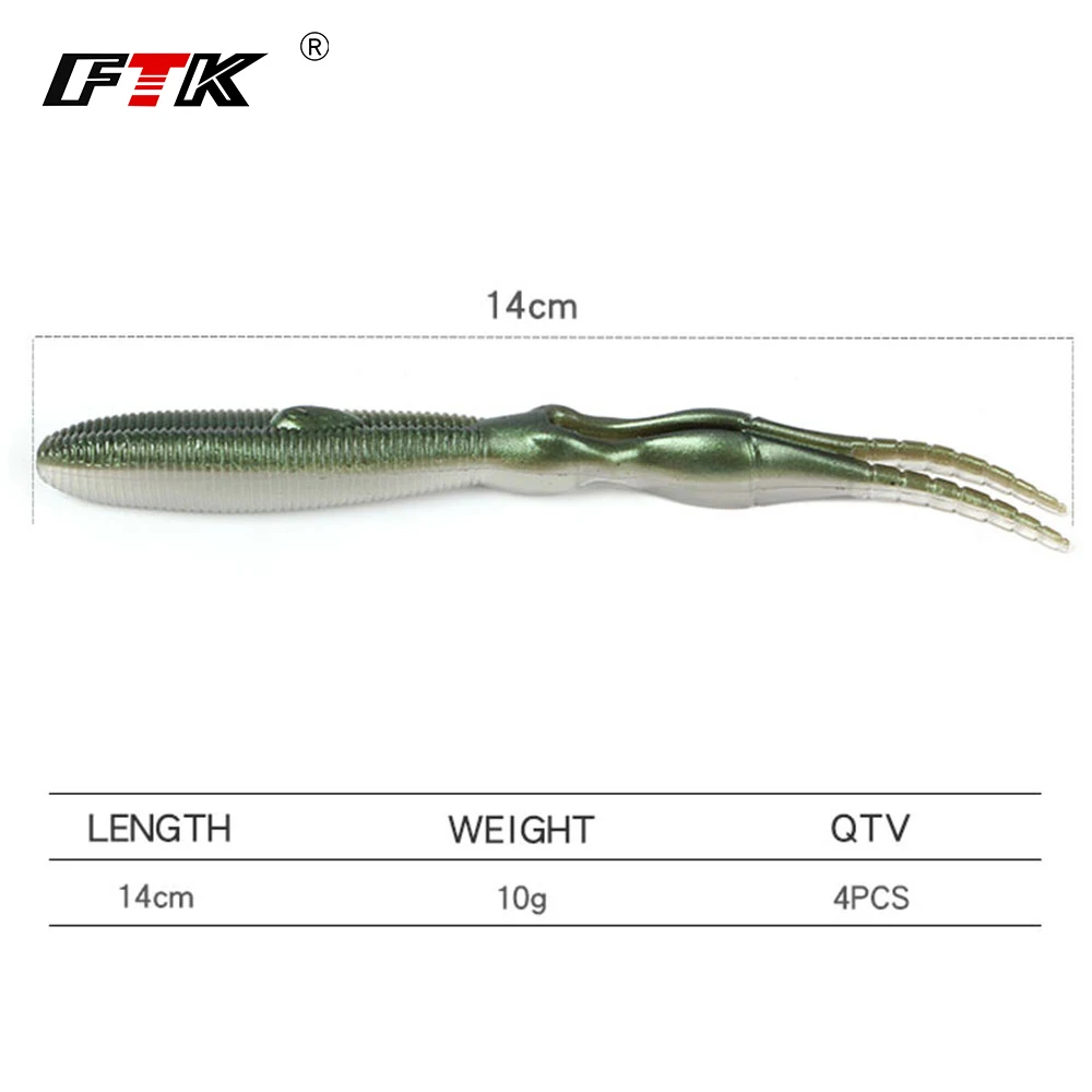 ФТК 4 шт./лот Высота каблука 14 см/10g мягкие черви для рыбалки Pesca Swimbait Jig Head приманки
