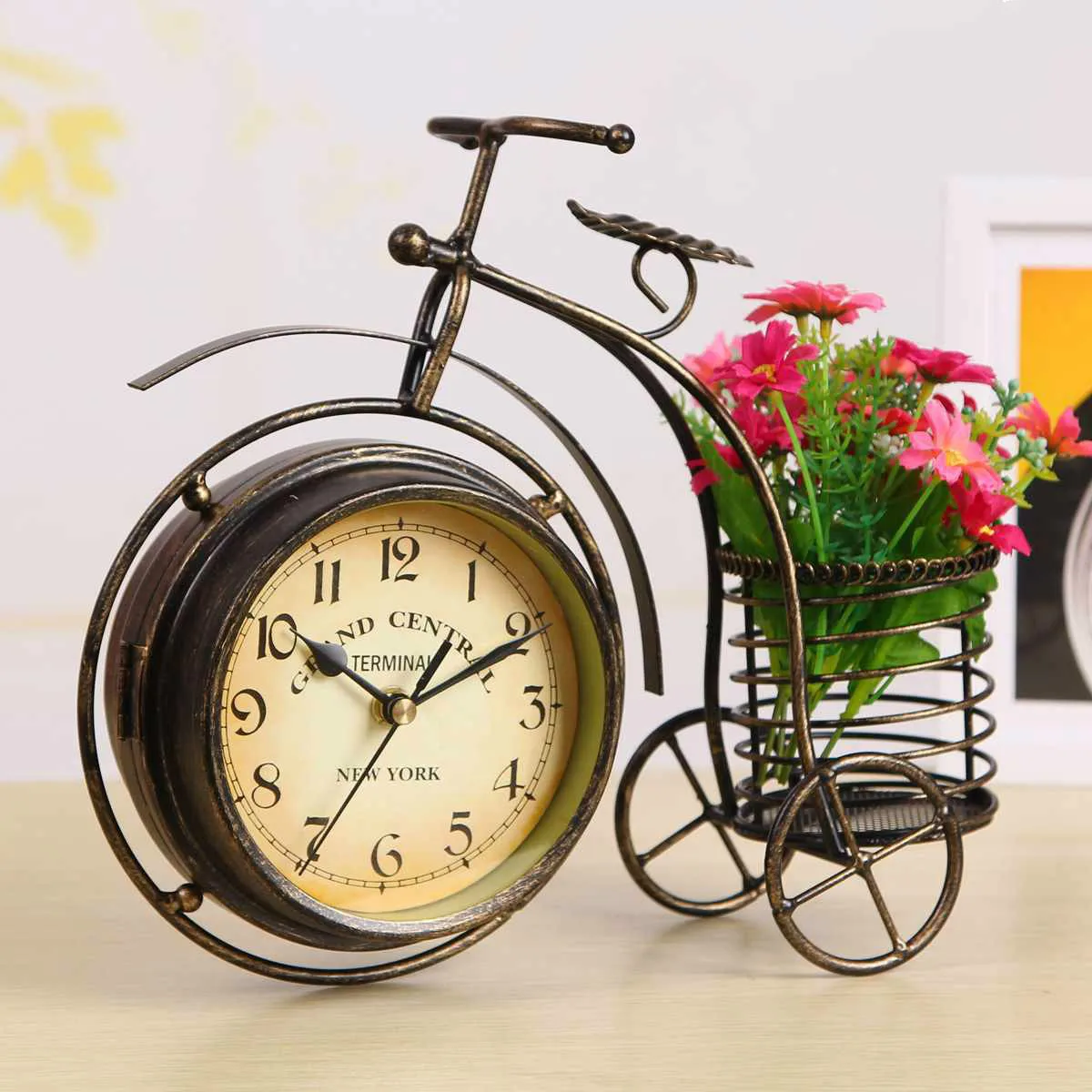 Винтажные железные велосипедные настольные часы классические тихие ретро