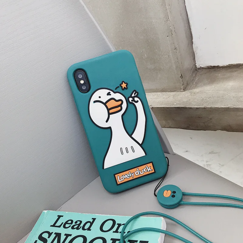 3D силиконовый чехол для телефона iphone XS MAX XR X с милым рисунком утки курицы задняя