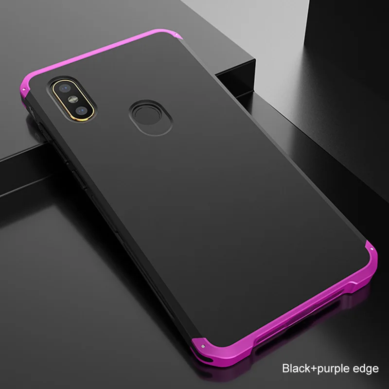 Чехол для телефона OLLIVAN s для Xiaomi Redmi Note 7, чехол, металлическая рамка, Жесткий ПК, задняя крышка для Xiaomi Redmi Note 5, 6 Pro, чехол, Fundas - Цвет: Black purple