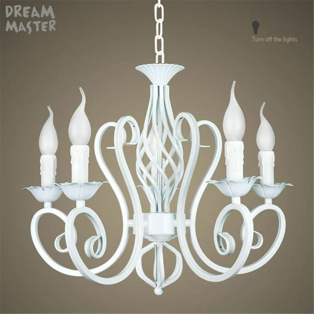 Lámpara de araña nórdica blanca para sala de estar, candelabro con lustre de hierro, 220V, 110V, para comedor, dormitorio, Vestíbulo
