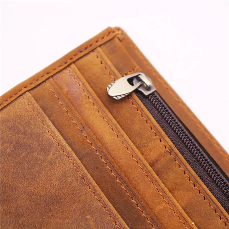 

Vintage Genuine Leather Men Wallets Male Small Mini Coin Purses Crazy Horse Short Mens Wallet Money Bag Magic Walet Portomonee