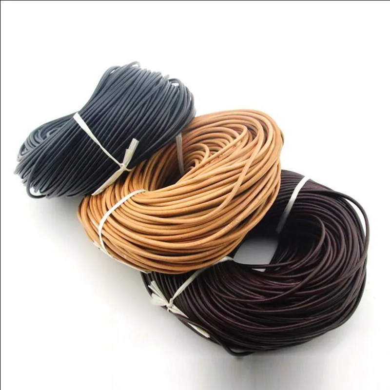 Шнурок для бижутерии из натуральной кожи черный коричневый 1 5 2 3 4 6 мм|cord rope|leather