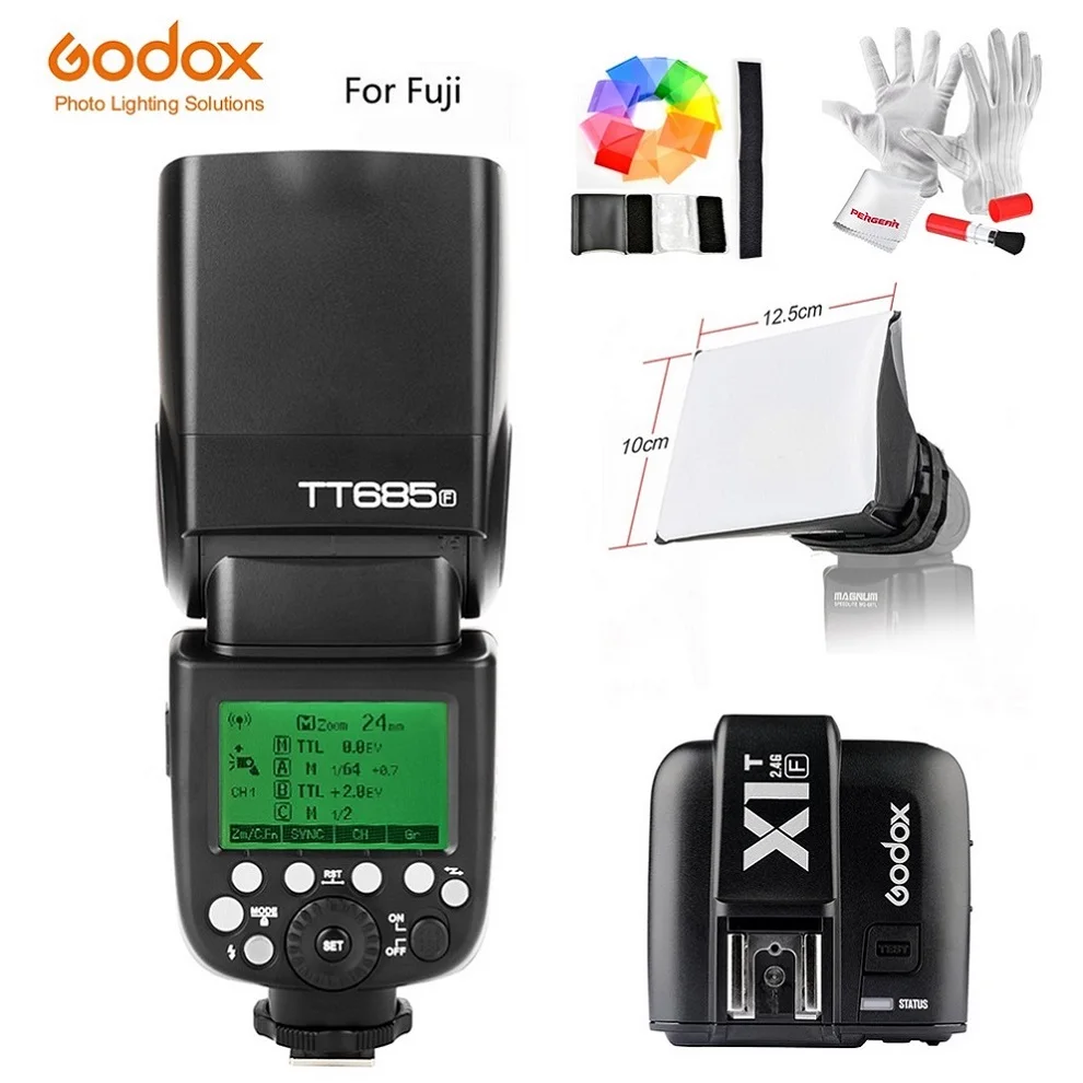 

Вспышка Godox TT685F для фотоаппарата Fujifilm, вспышка, фотопередатчик TTL HSS GN60, высокая скорость 1/8000S 2,4G для фотоаппарата Fuji