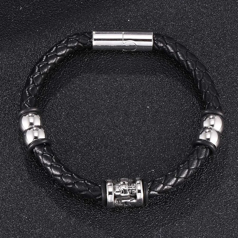 Новый мужской и женский Плетеный черный кожаный браслет модные ювелирные