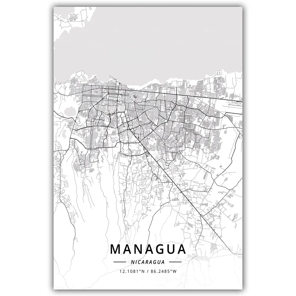 

Managua Nicaragua Map Poster