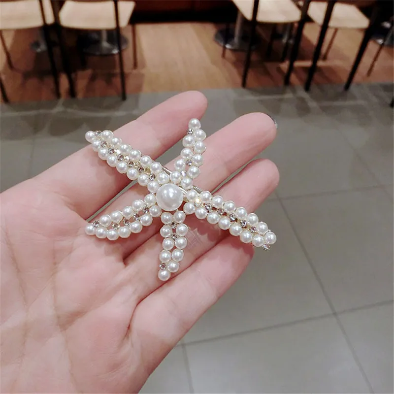 1 шт. заколки в виде морской звезды из искусственного жемчуга, заколки для волос для женщин, заколка для волос, модные стразы, заколки для волос, трендовые инструменты для волос