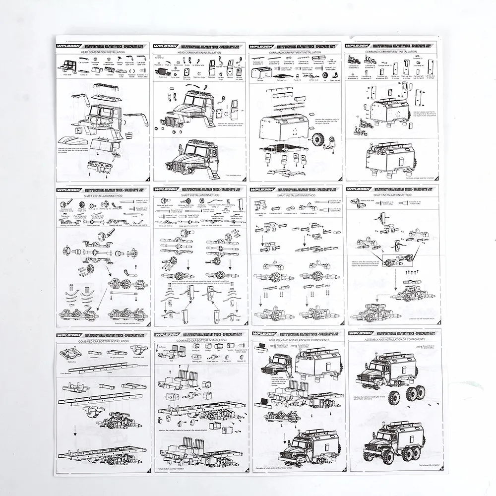 WPL B36 военные RC комплект Грузовик 1:16 Урал DIY Набор 2 4 г 6WD Рок Гусеничный команда