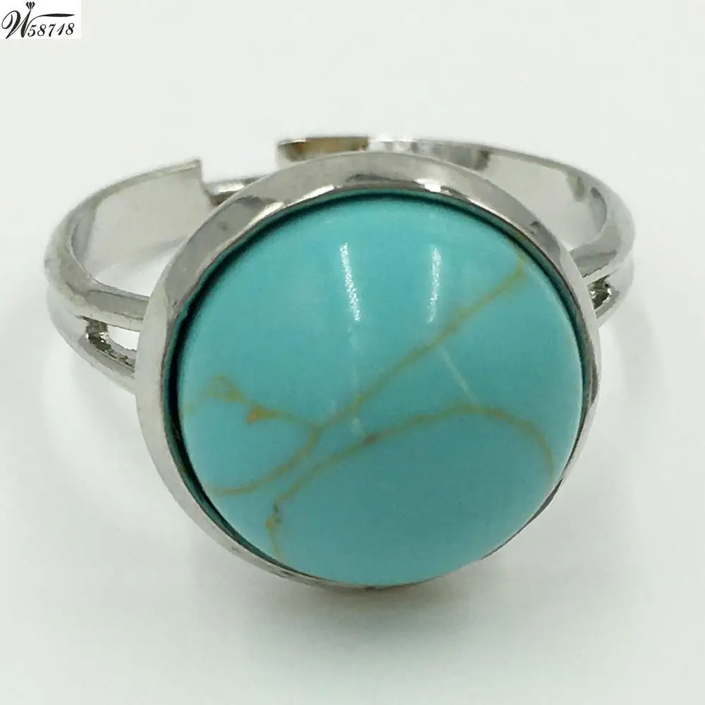 Howlite C7216 Кристальный лазурит тигровый глаз авантюрин Howlite Sodalite Goldstone Opal Jaspe синяя Песочная бусина кольцо 6,5~ 1" US Adjust WFH588 - Цвет основного камня: Howlite C7216