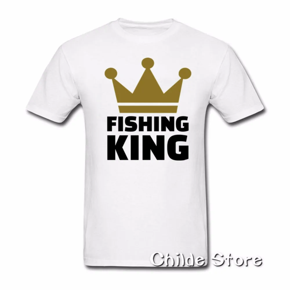 Fishinger King T Мужская рубашка с принтом белый короткий рукав на заказ 3XL Семейные