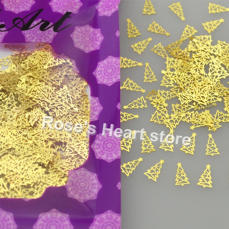 2018 1000 шт Золотые елки металлические наклейки на ногти из фольги 3d украшения для