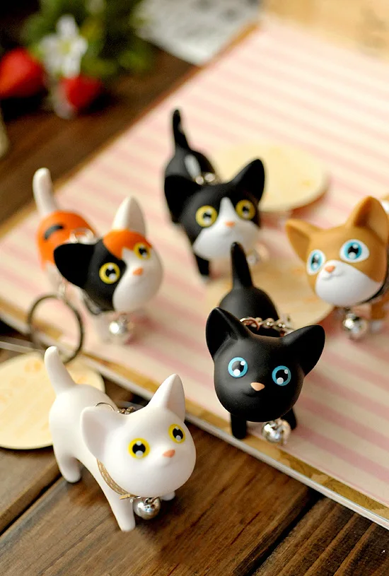 Новая женская мода мультфильм милый маленький кот брелок для ключей Шарм