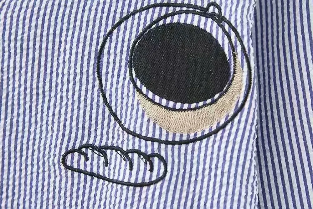 Женская блуза с v-образным вырезом и длинным рукавом, большие размеры,, Повседневная рубашка в черную и синюю полоску с вышивкой, весна-осень, женские топы 4XL
