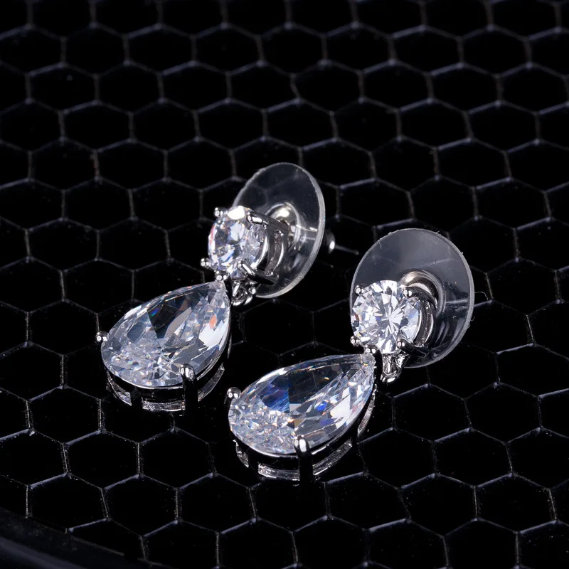 Новые модные серьги в форме капли воды для женщин свадебные с фианитом высшего
