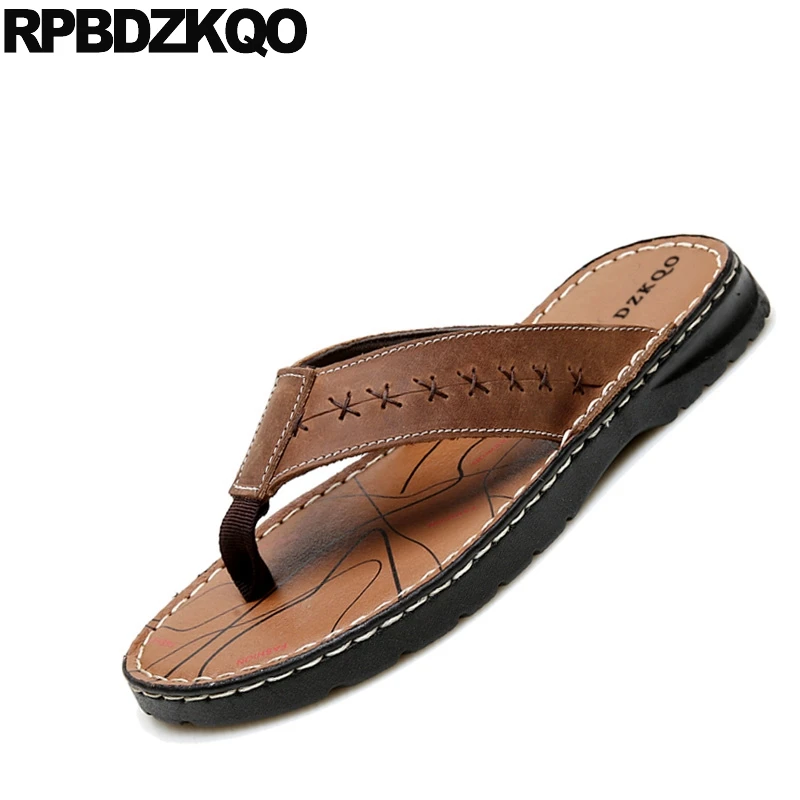Коричневая обувь Native сандалии шлепанцы на плоской подошве Мужские Кожаные