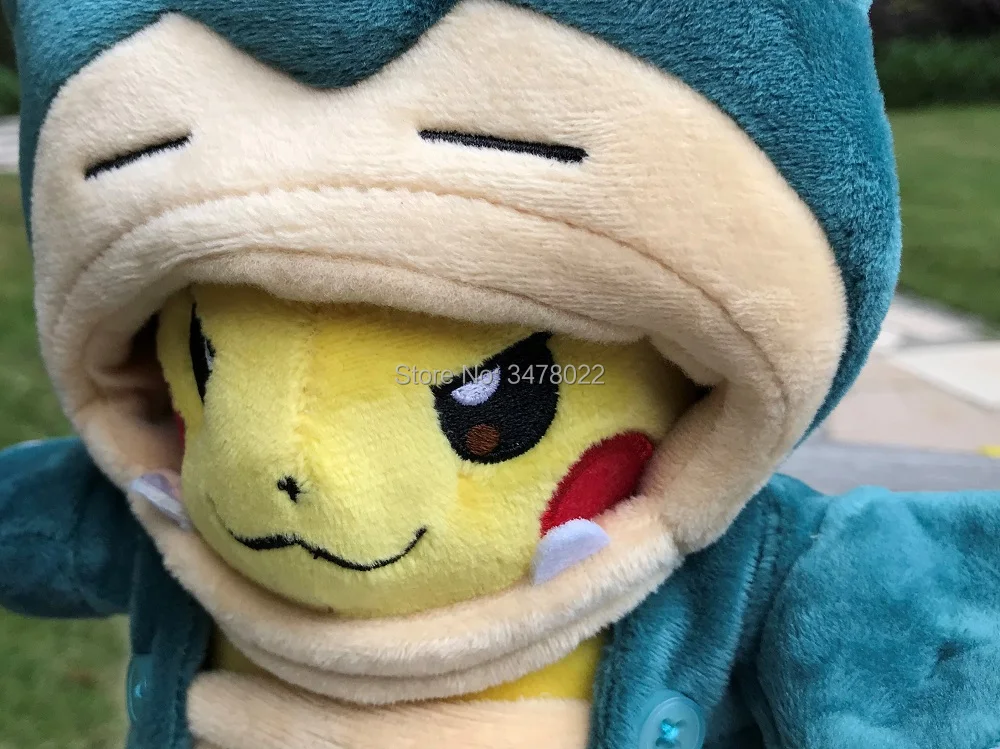 Прекрасный косплей плюшевый Пикачу Snorlax Kabigon набитый игрушечный плащ мультфильм куклы, детский подарок 8"