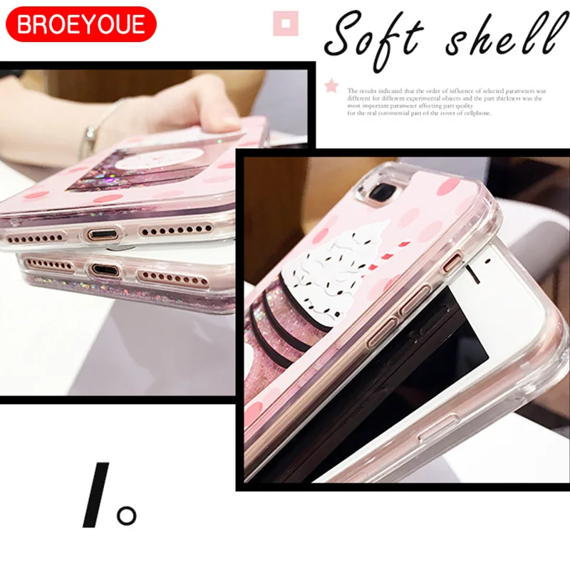 BROEYOUE Case For iPhone 5 5S SE 6 6S 7 8 Plus X Glitter Star Dynamic Liquid Quicksand Phone Cover |