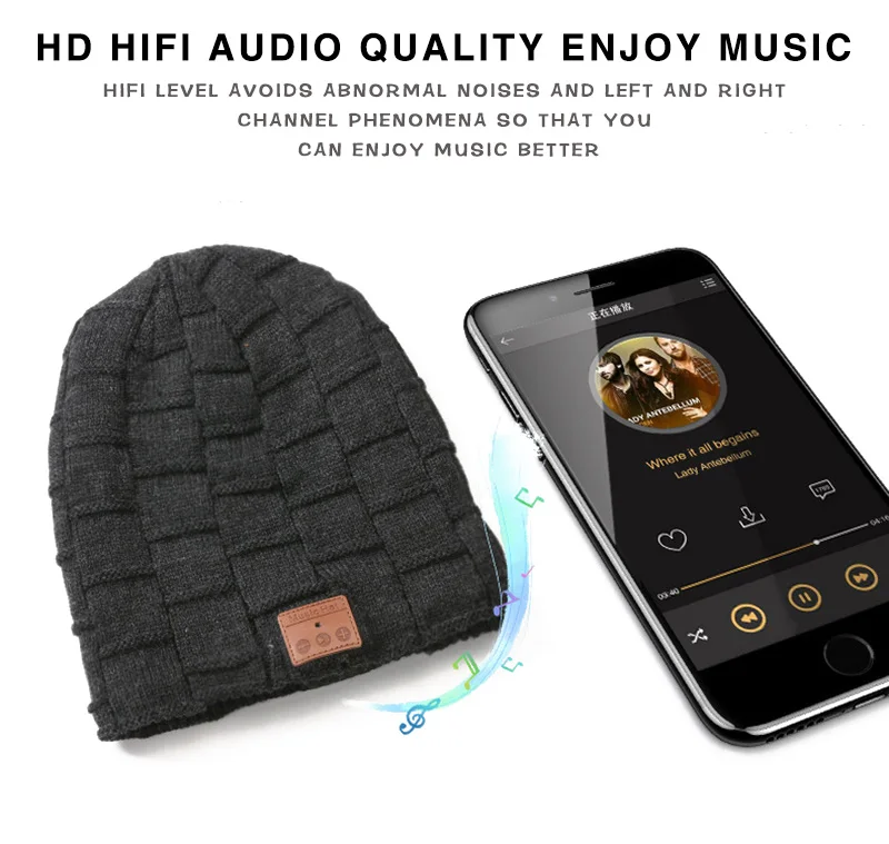 Беспроводные Bluetooth наушники FDBRO Спортивная стерео музыкальная шапка Шапка бини