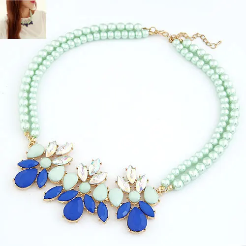 Зеленая жемчужина Shourouk цветок Gem дизайн воротник колье себе ожерелья и подвески