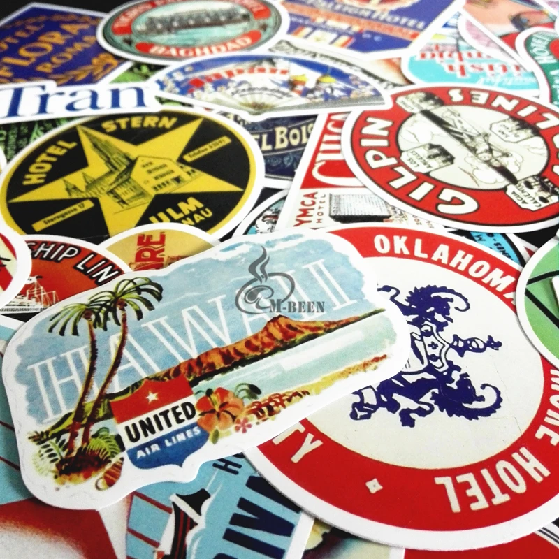 55 шт. водостойкие наклейки для багажа в стиле ретро|decal sticker|decal logo |