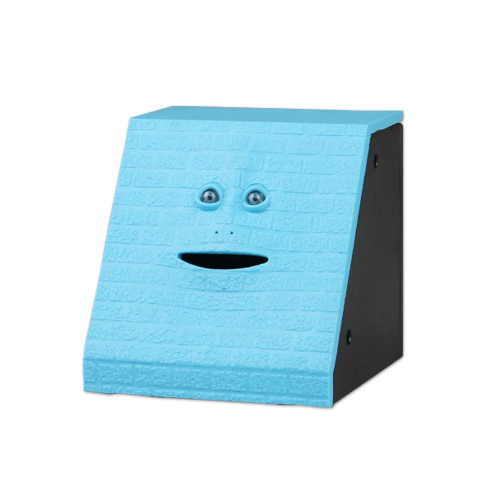 Brick Surface Blue Человеческое лицо копилка интеллектуальный датчик будет перемещать функции лица автоматически открыть рот есть копилка экономия банка - Цвет: Brick Surface Blue