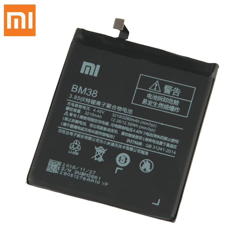 Оригинальная запасная батарея для Xiaomi Mi 4S M4s BM38 натуральная телефона 3260