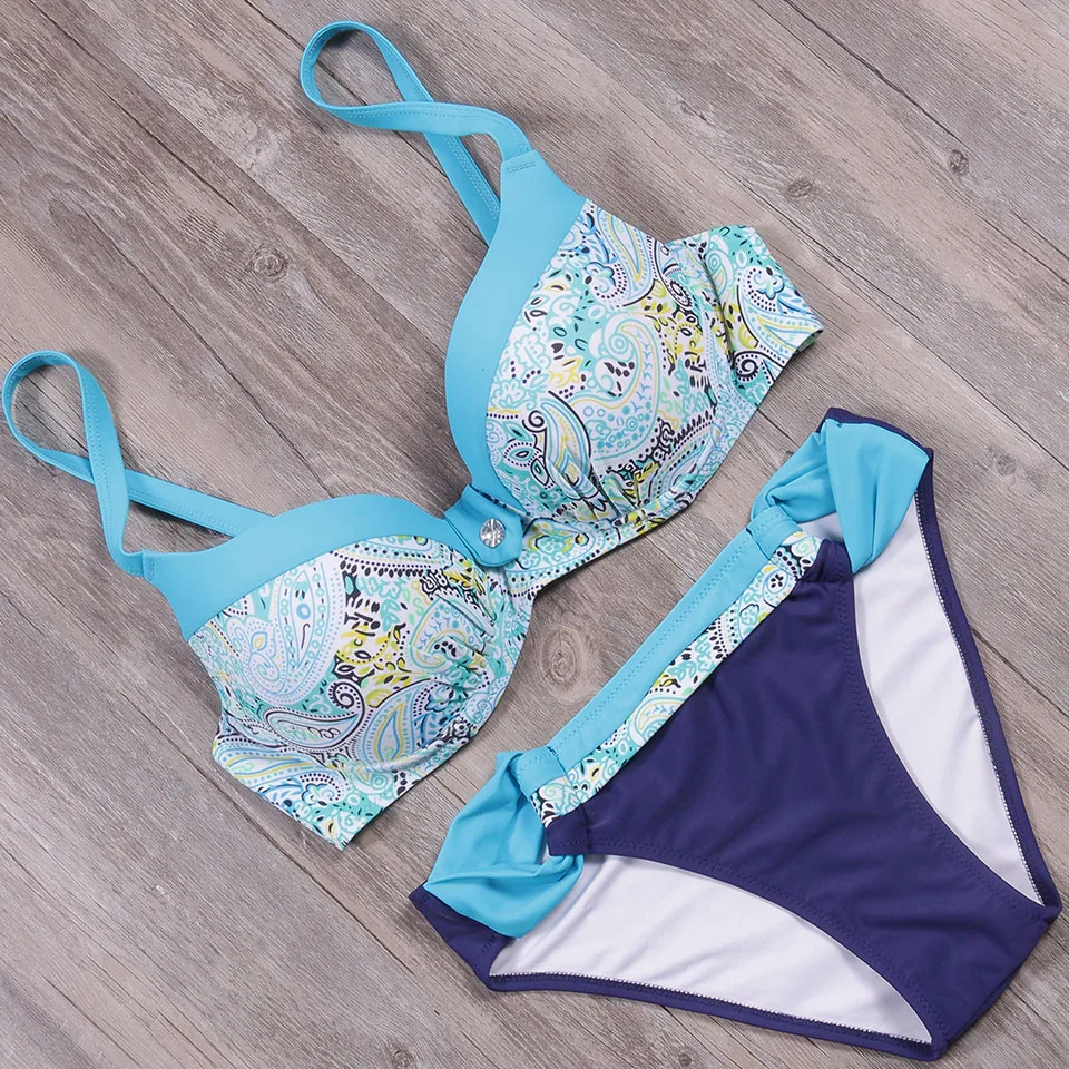 Бикини пуш ап женское с винтажным принтом в стиле ретро|swimsuit plus|swimsuit swimsuitswimsuit women |