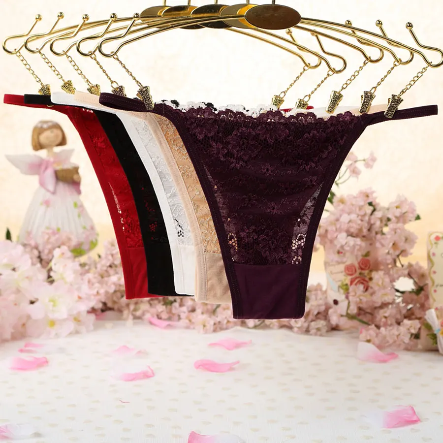 

New Arrival Sexy G-String Women Underwear Lace Flower Panties Thongs Female Low Waist Sexy Panties G String Underpants Briefs