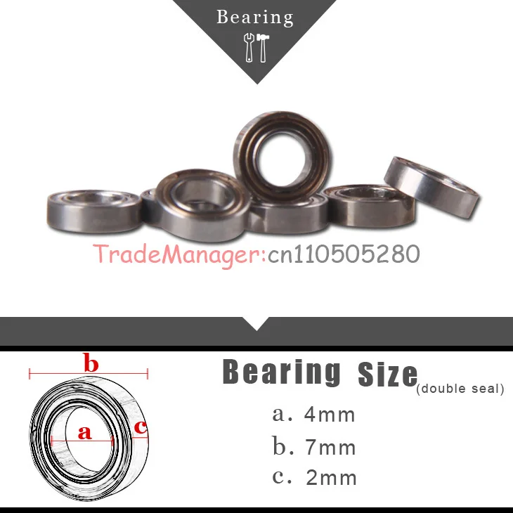 

Brand new imported bearings 10PCS Miniature Radial Ball Bearings 4*7*2 Double seal