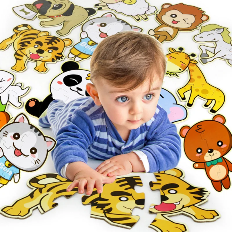 INBEAJY Детские Обучающие головоломки животные Кошка/собака/Тигр Развивающий Пазл