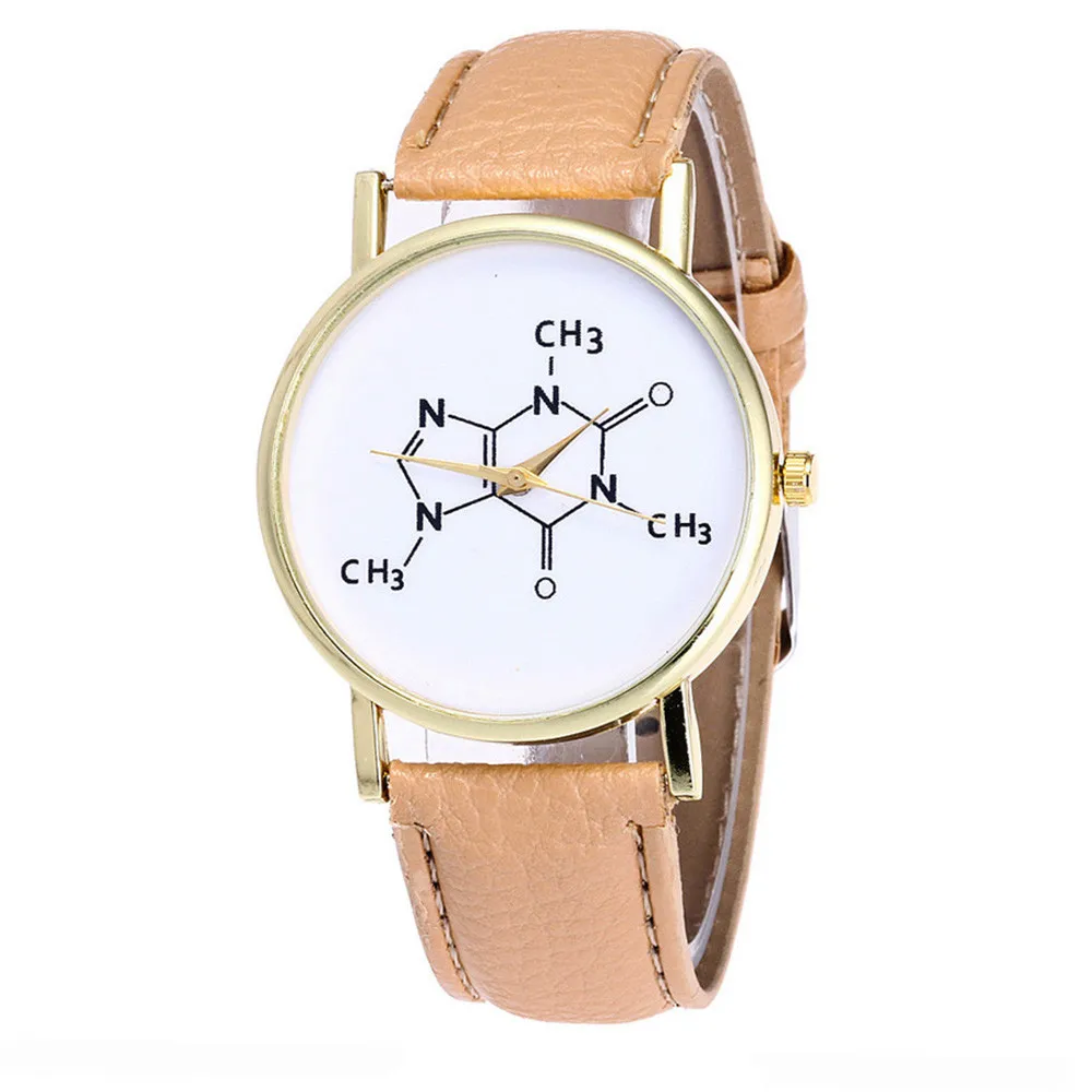 Креативные Часы Femmes Montres Fille En Cuir Bande Chimique Symbole Imprimer Analogique Quartz Montre Relogio Feminino * A |