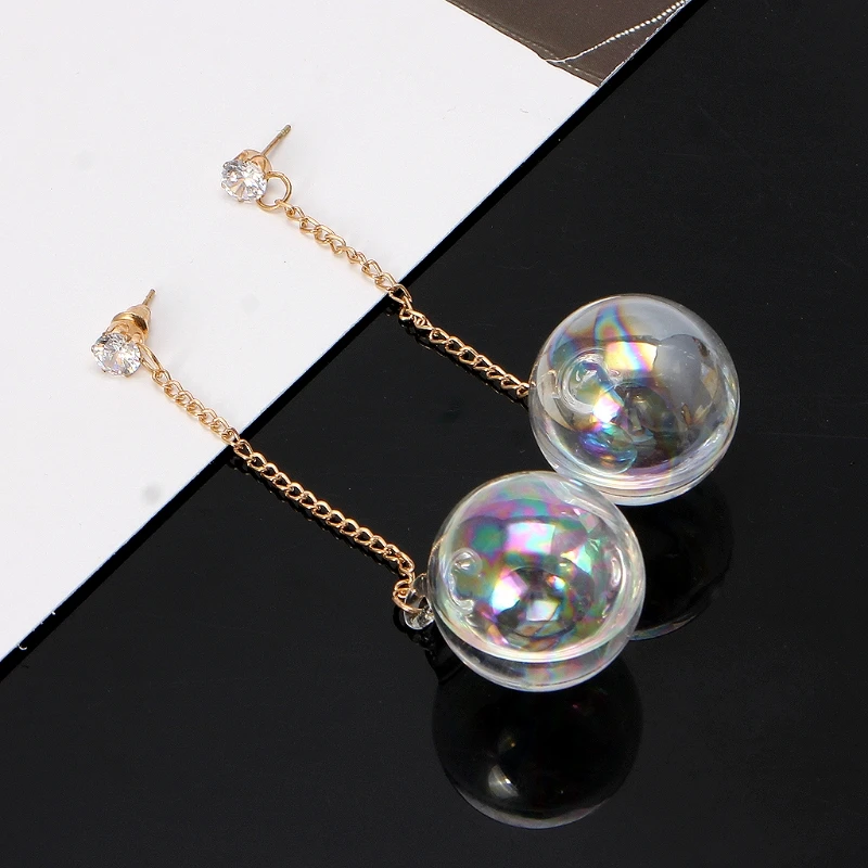 

Transparent Bubble Ball Glass Water Inside Drop Earrings For Women