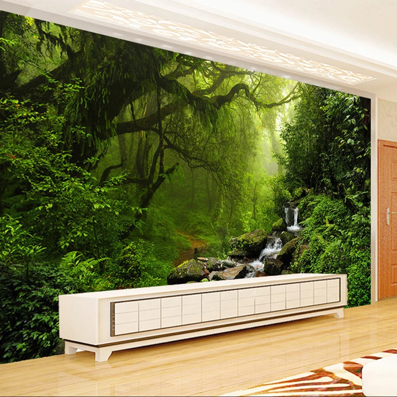 Custom Photo Mural Wallpaper Non-woven 3D Forest Landscape Wall Painting Living Room Bedroom Wall Decorative Murals Wallpaper custom 3d photo wall paper tree ring circle modern wall murals large embossed non woven bedroom restaurant wallpaper kitchen