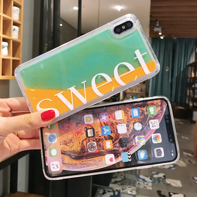 GlamPhoneCase Liquid Flow Sand Fluorescence Phone Case For iPhone X XS Max XR / 7 8 6 6s Plus |
