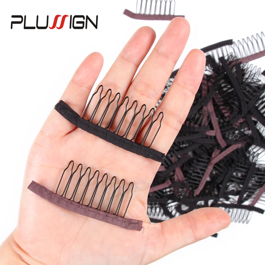 Black Brown Best Quality Combs Clips For Wig Making 100 Pcs/Lot Wholesale Wig Attachment Combs Hair Clips Metal Stainless Steel