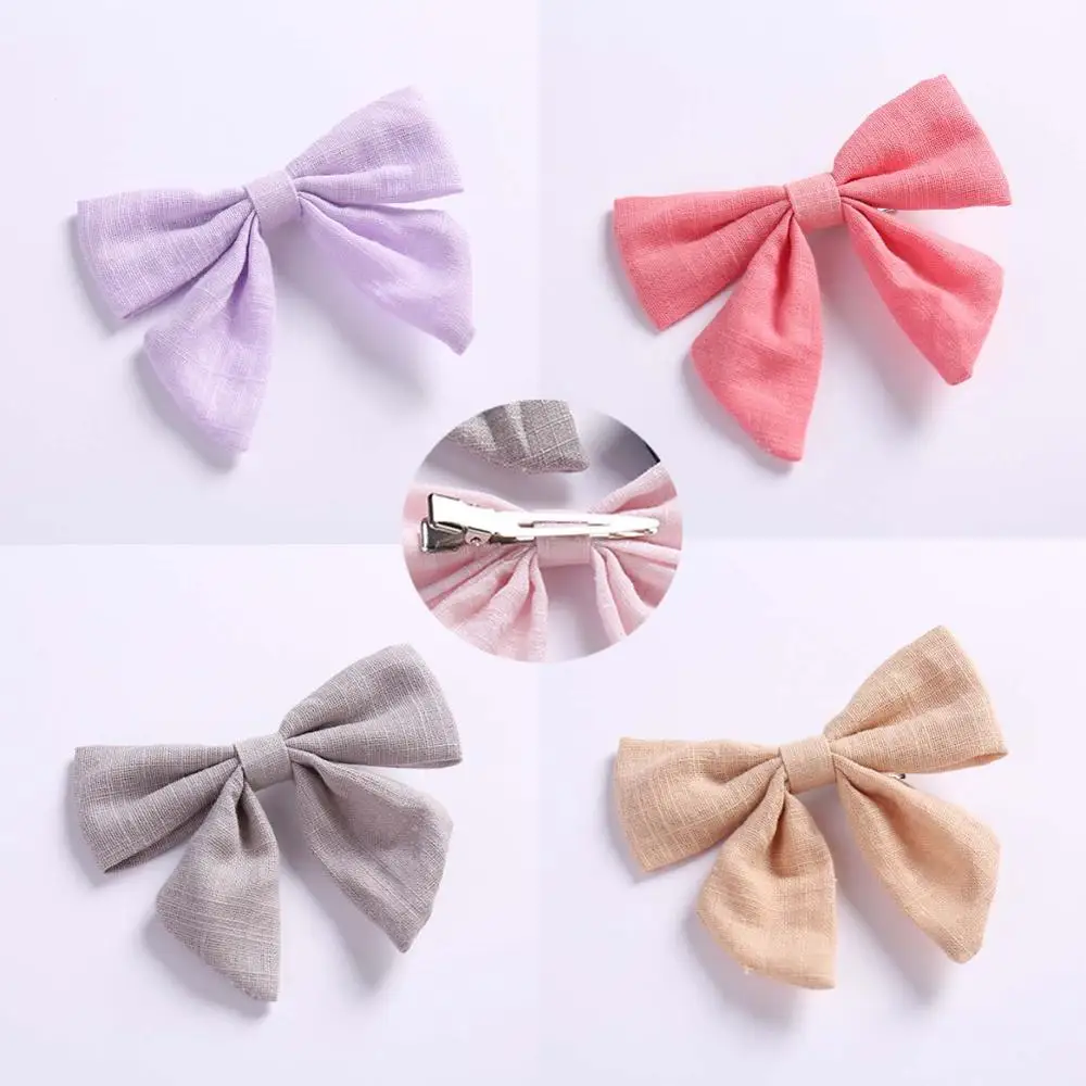 Set 32 with hairclip 4 шт./партия, ручная вязка, хлопок, лен, бант из нейлона, повязка на голову, бант для школьницы, аксессуары для волос - Цвет: Set 32 with hairclip