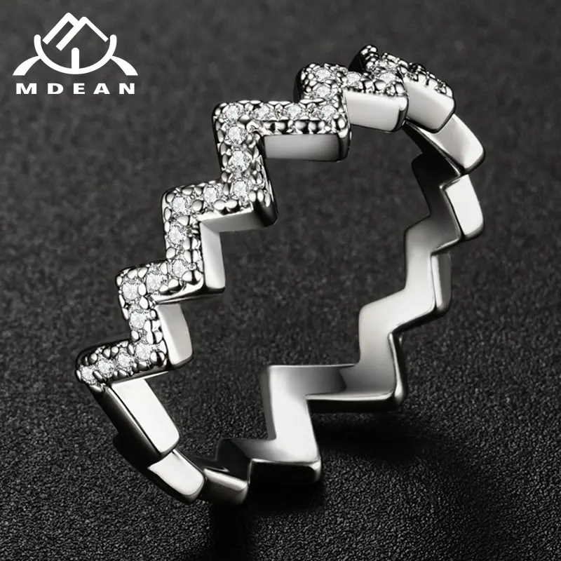 Кольца MDEAN белого золотого цвета для женщин, круглые свадебные, прозрачные AAA цирконы, ювелирные изделия Bague Bijoux, размер 6-10, R1021.