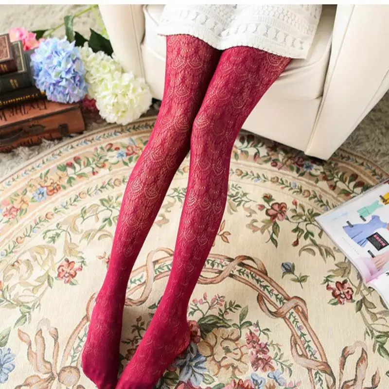 Женские сексуальные чулки Осенние Полые Колготки японские кружевные колготки