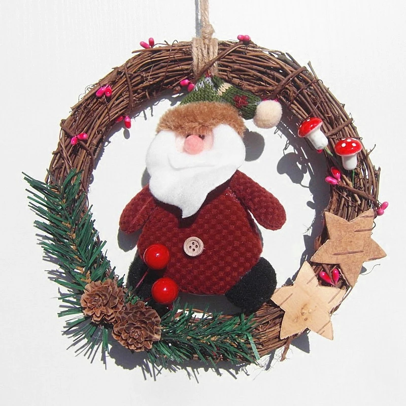

Free Shipping Rattan ring Christmas decoration door hanging wreaths rattan ring diy pine nuts hanging decorations
