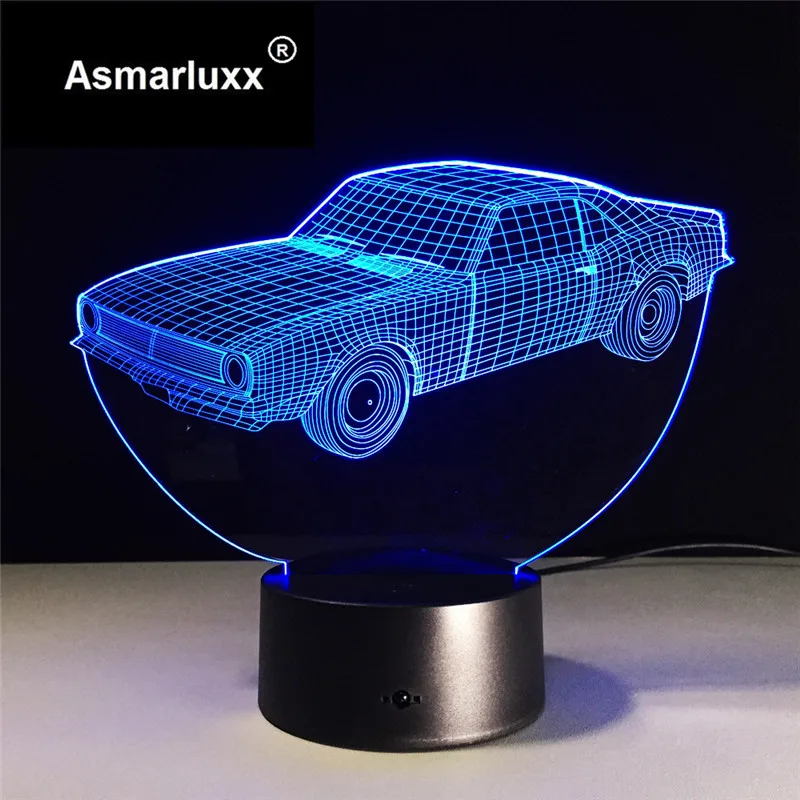 Крутой автомобиль 3D иллюзия светодиодный ночсветильник красочная акриловая