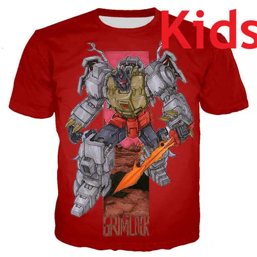 kids t shirt PLstar Cosmos/одинаковые комплекты для семьи; футболки для мальчиков с 3D принтом робота; детские летние топы с короткими рукавами - Цвет: kids t shirt
